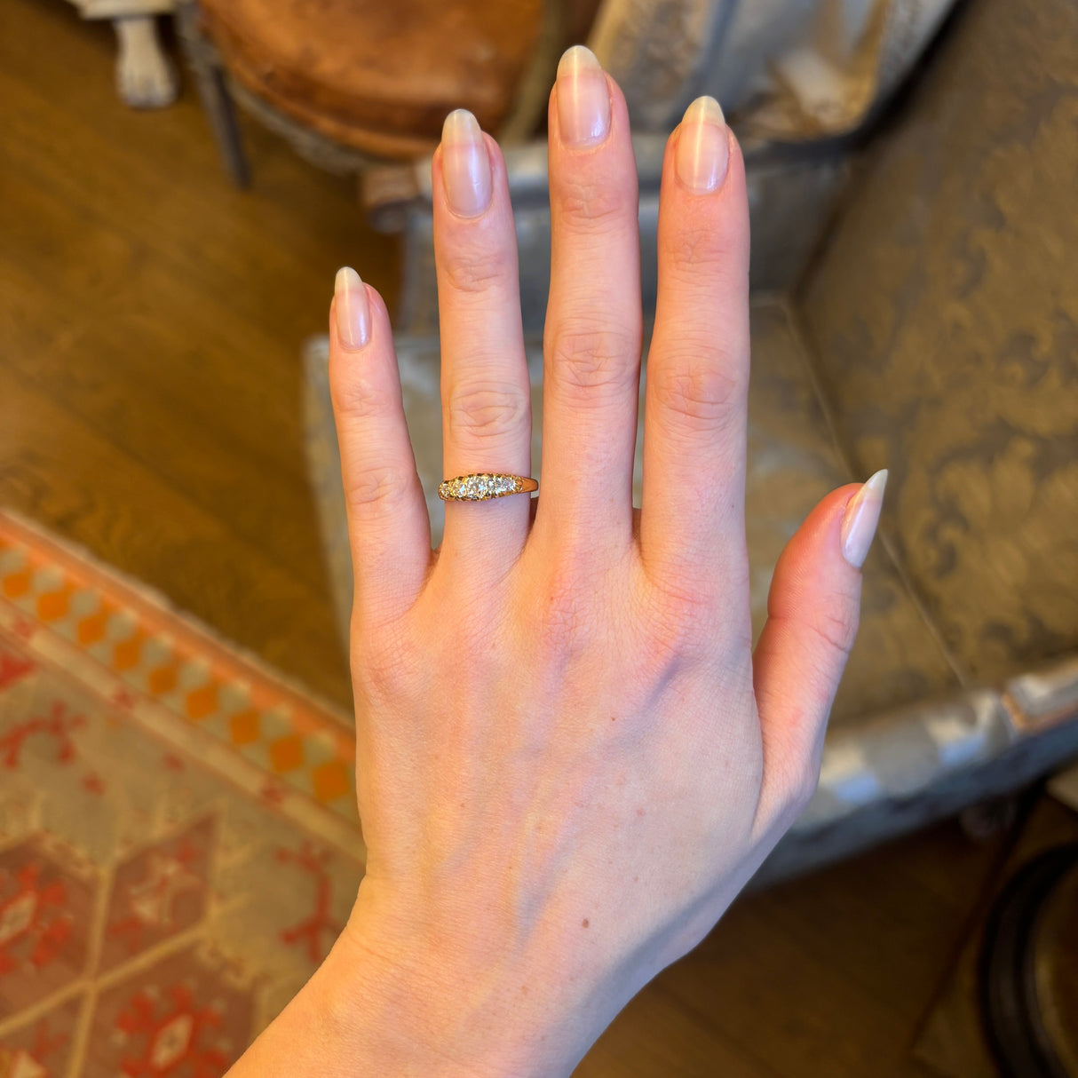 Antique, Victorian five-stone old-cut diamond ring