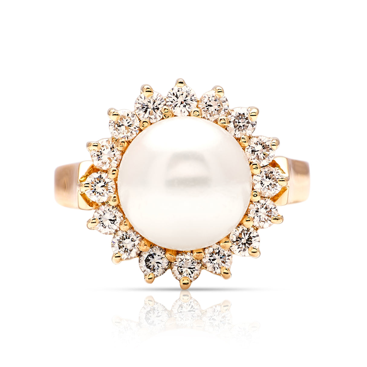 Vintage, 1980s pearl & diamond cluster ring