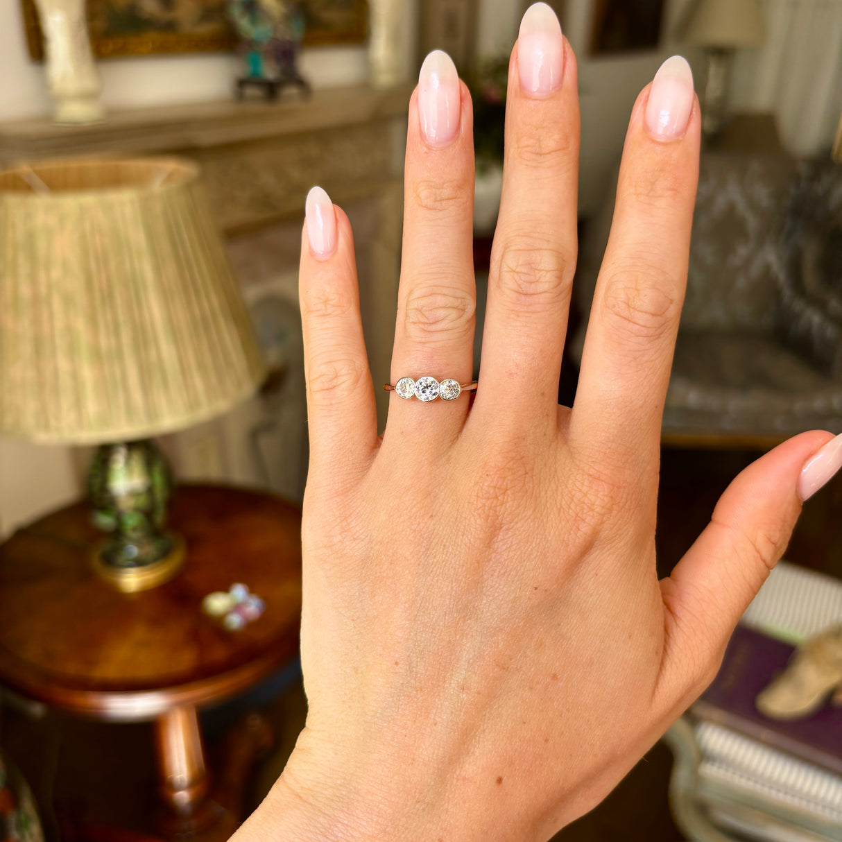 Vintage, Art Deco three-stone diamond ring