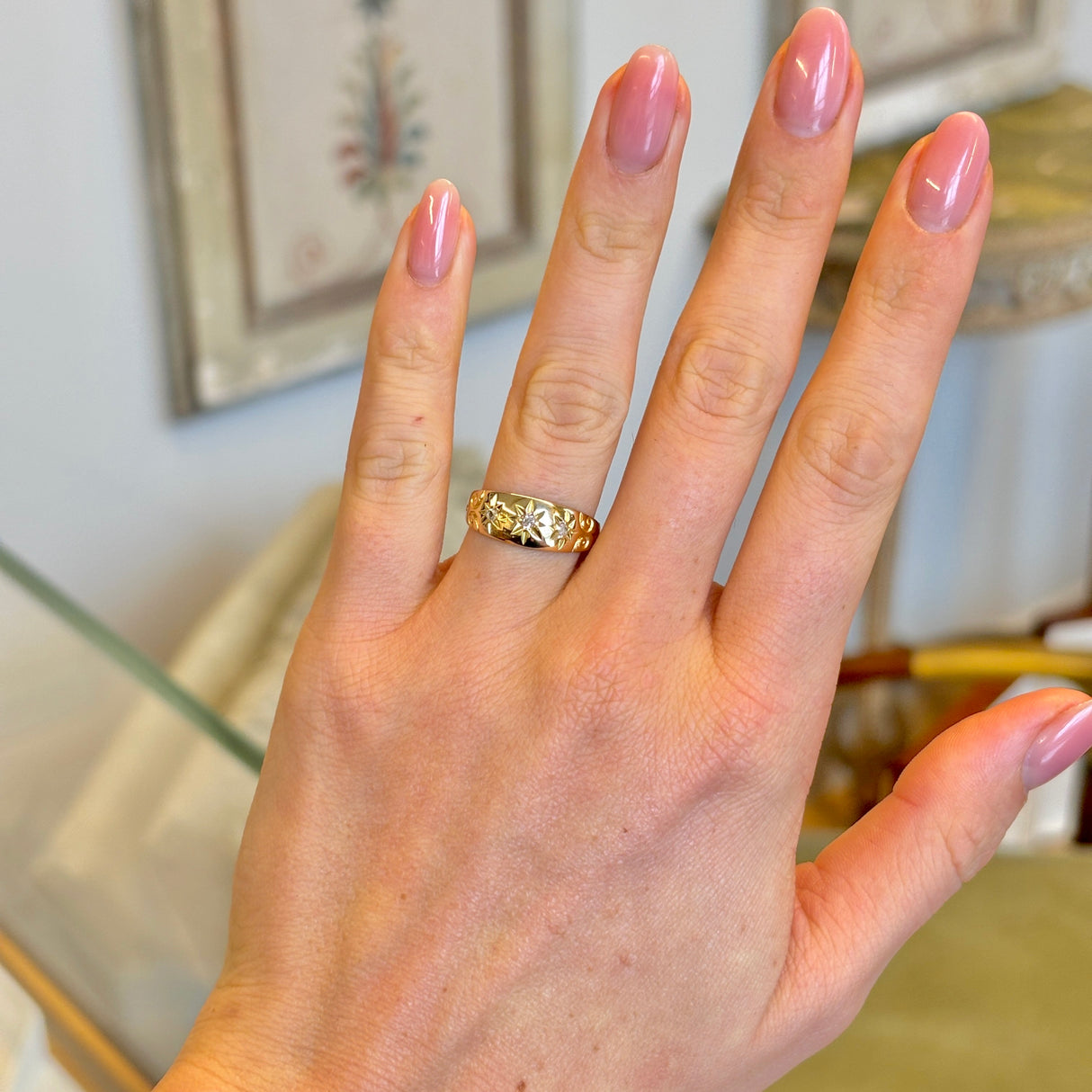 Vintage, 1950s three-stone diamond ring