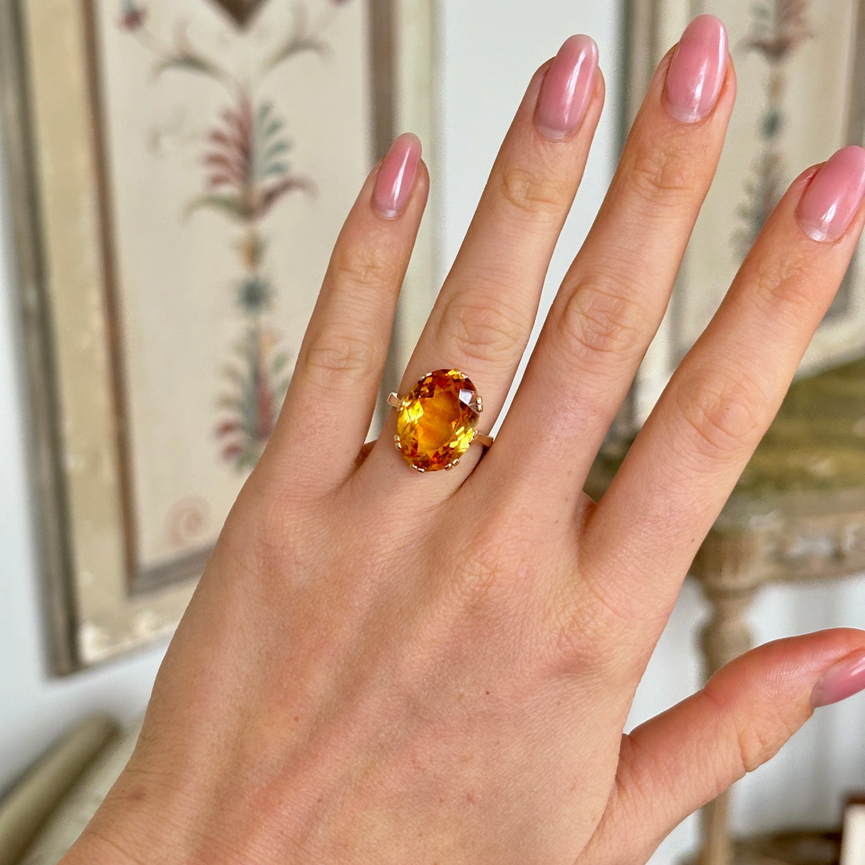 Vintage, 1980s citrine cocktail ring