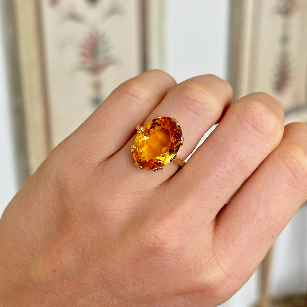 Vintage, 1980s citrine cocktail ring