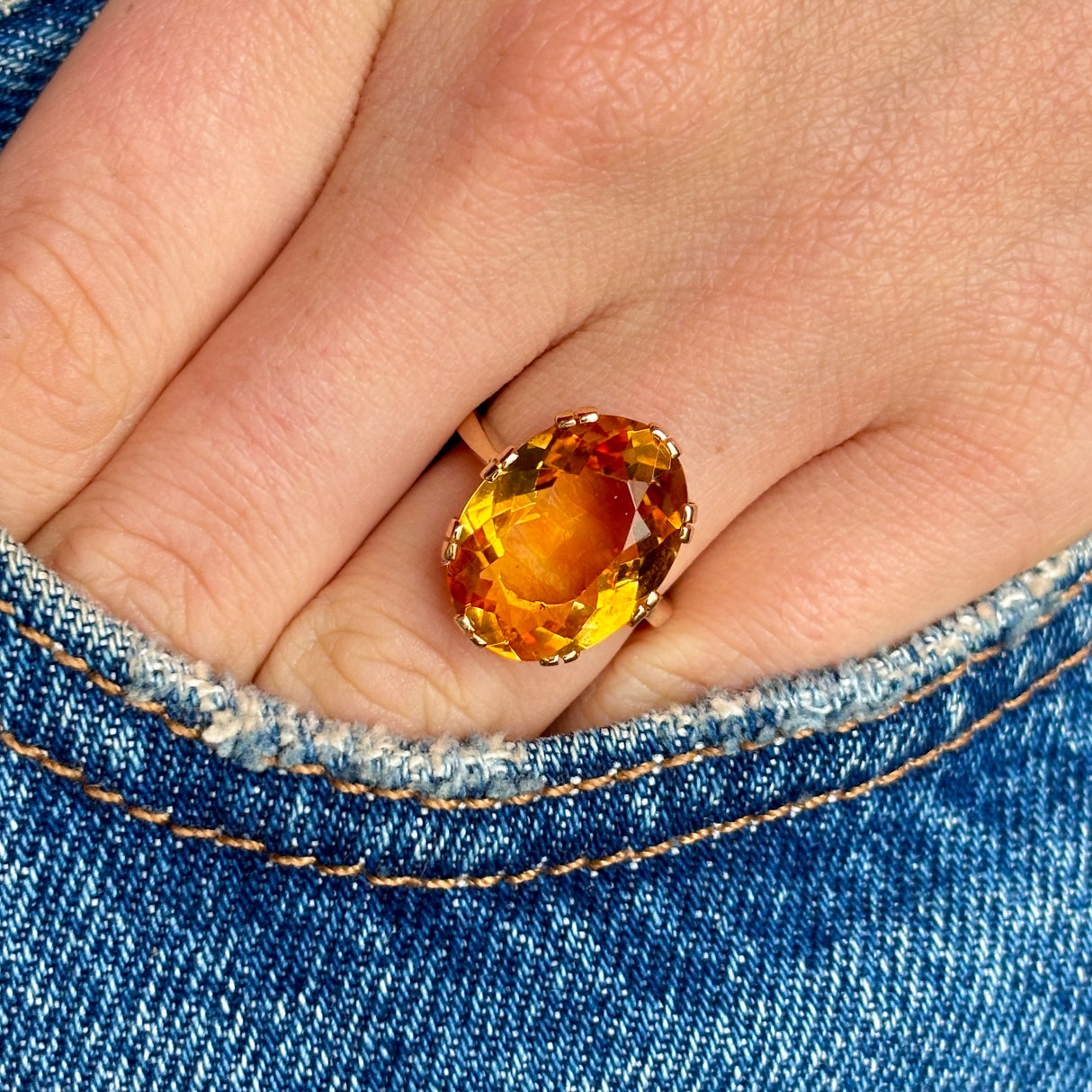 Vintage, 1980s citrine cocktail ring