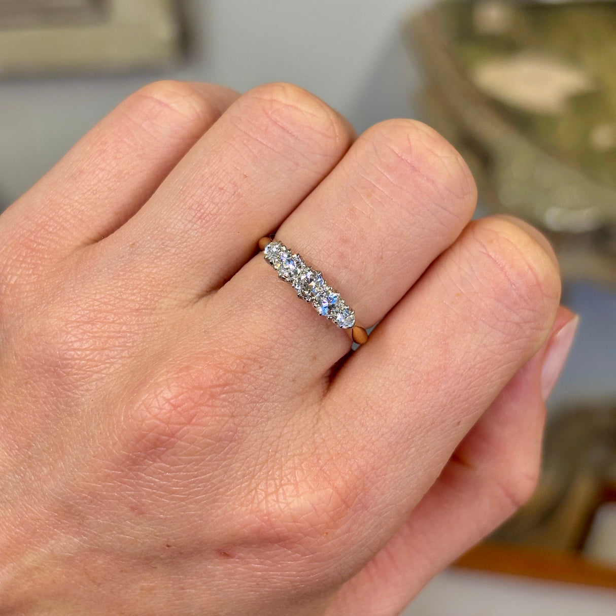 Antique, Edwardian five-stone diamond ring