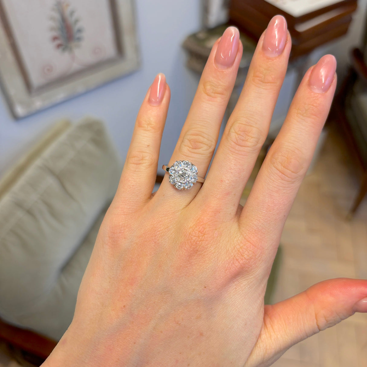 Vintage, 1930s diamond cluster ring