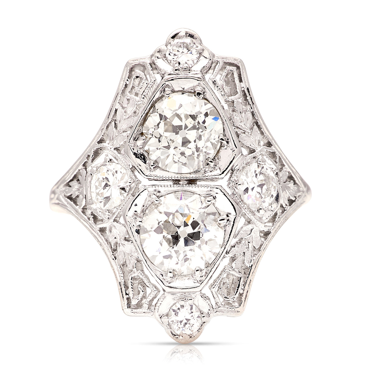 Vintage, Art Deco diamond plaque ring