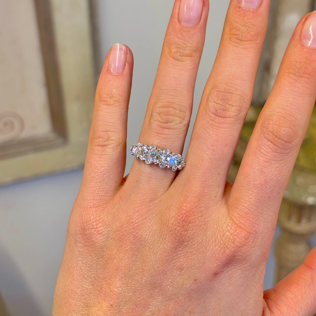 Antique, Edwardian diamond half hoop ring