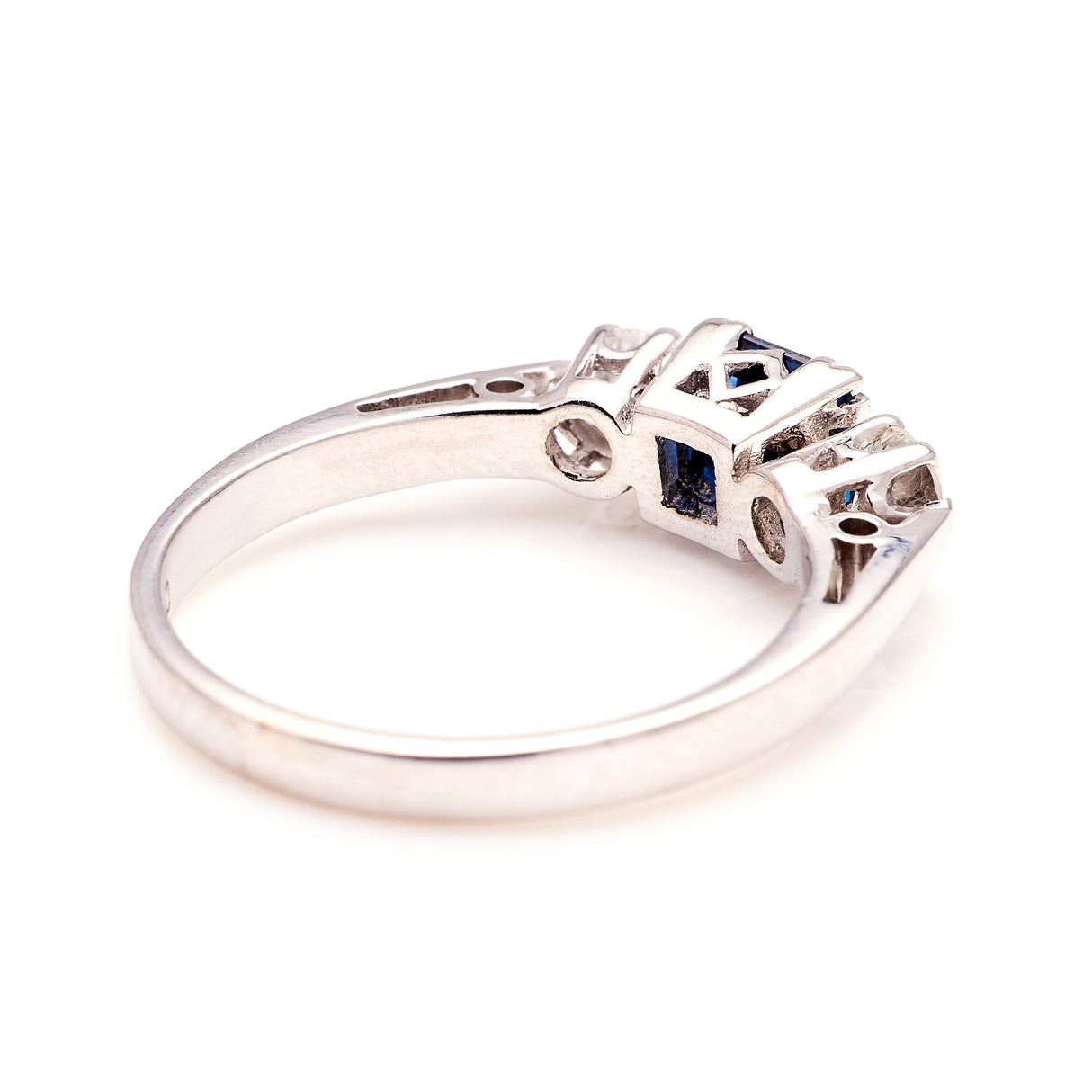 Vintage, 1980s sapphire & diamond three stone ring