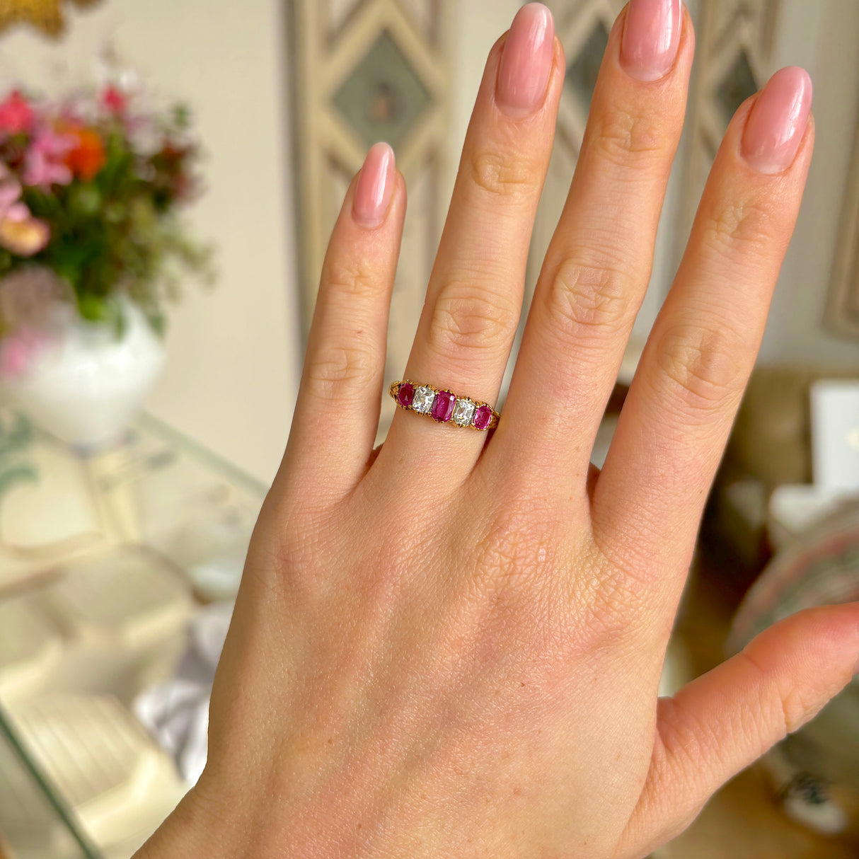 Antique, Victorian pink sapphire & diamond ring