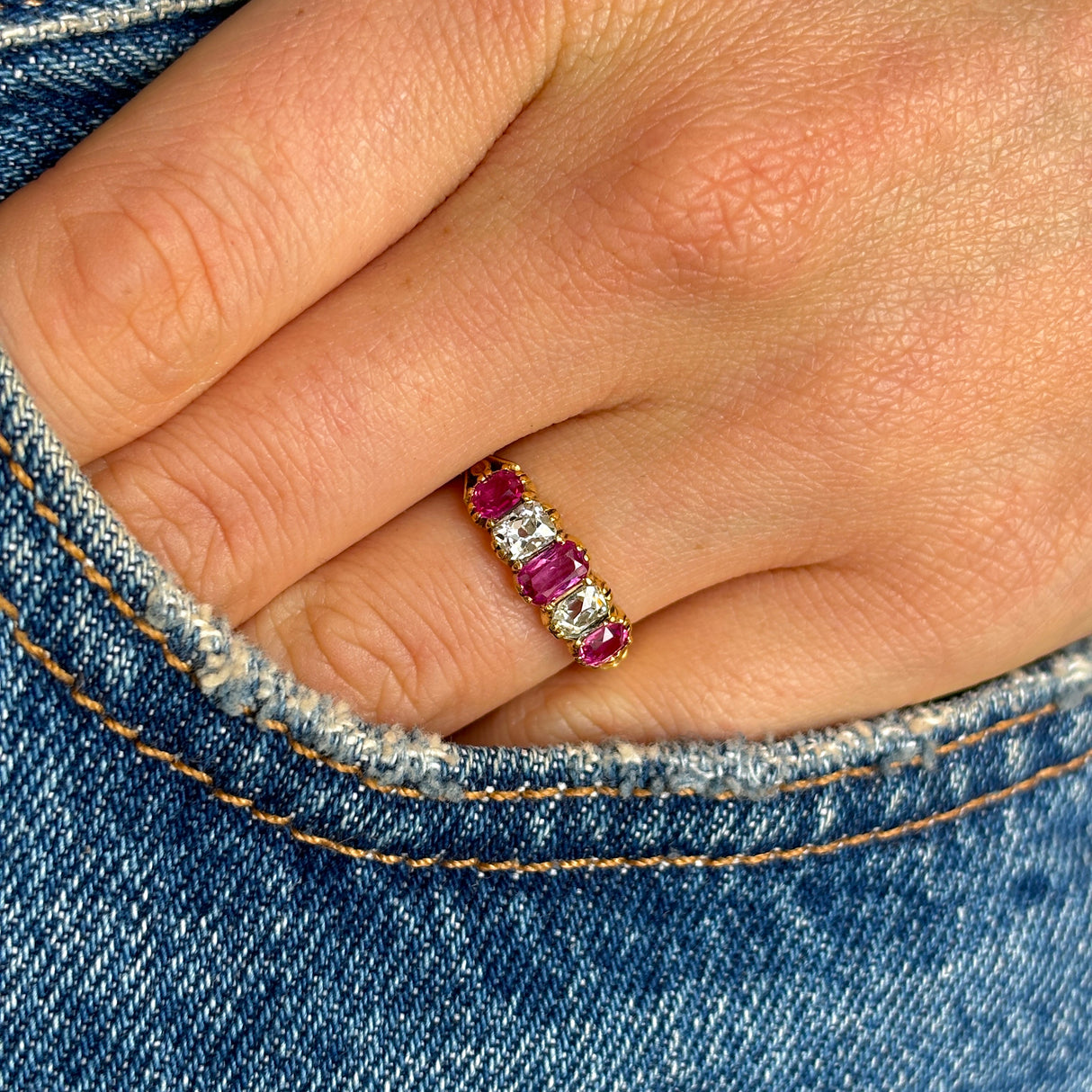Antique, Victorian pink sapphire & diamond ring