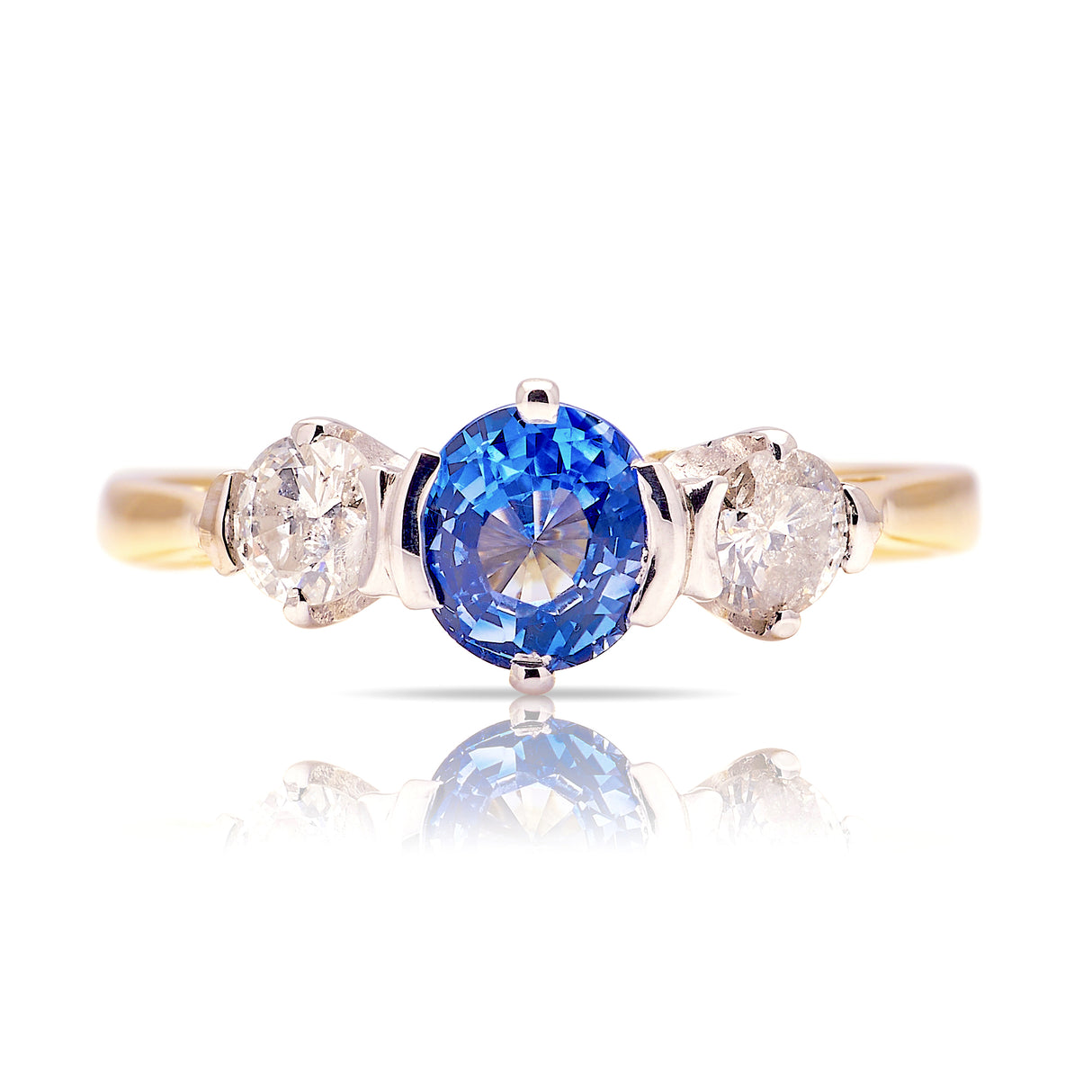 Vintage, sapphire & diamond three-stone ring`