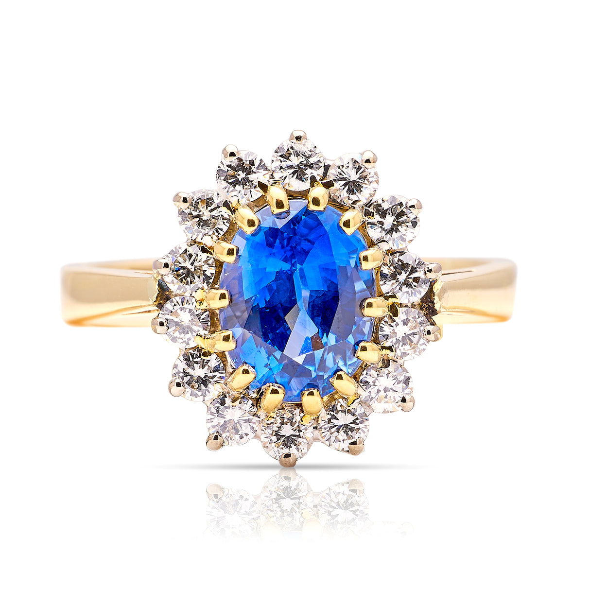Vintage, 1980s sapphire & diamond cluster ring
