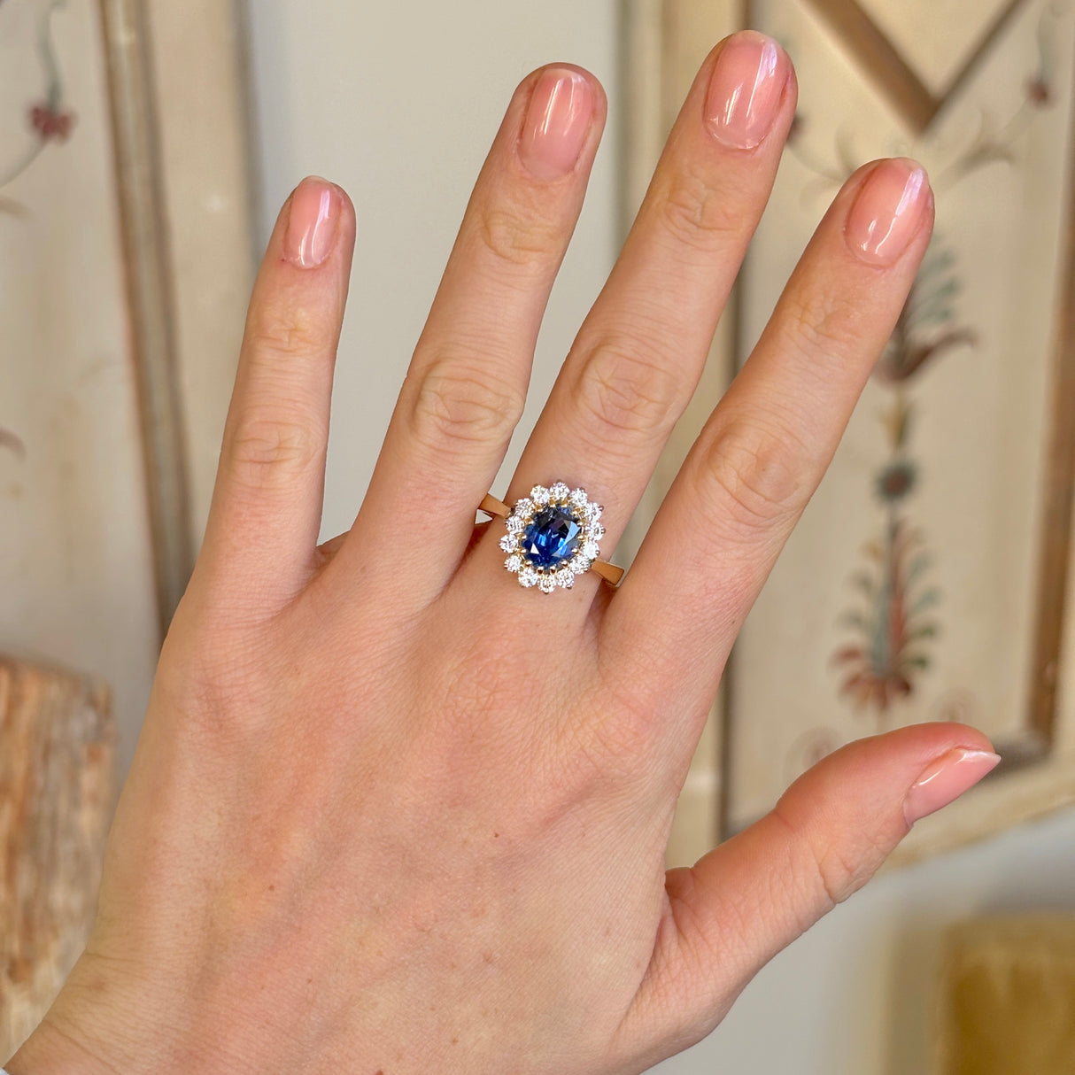 Vintage, 1980s sapphire & diamond cluster ring