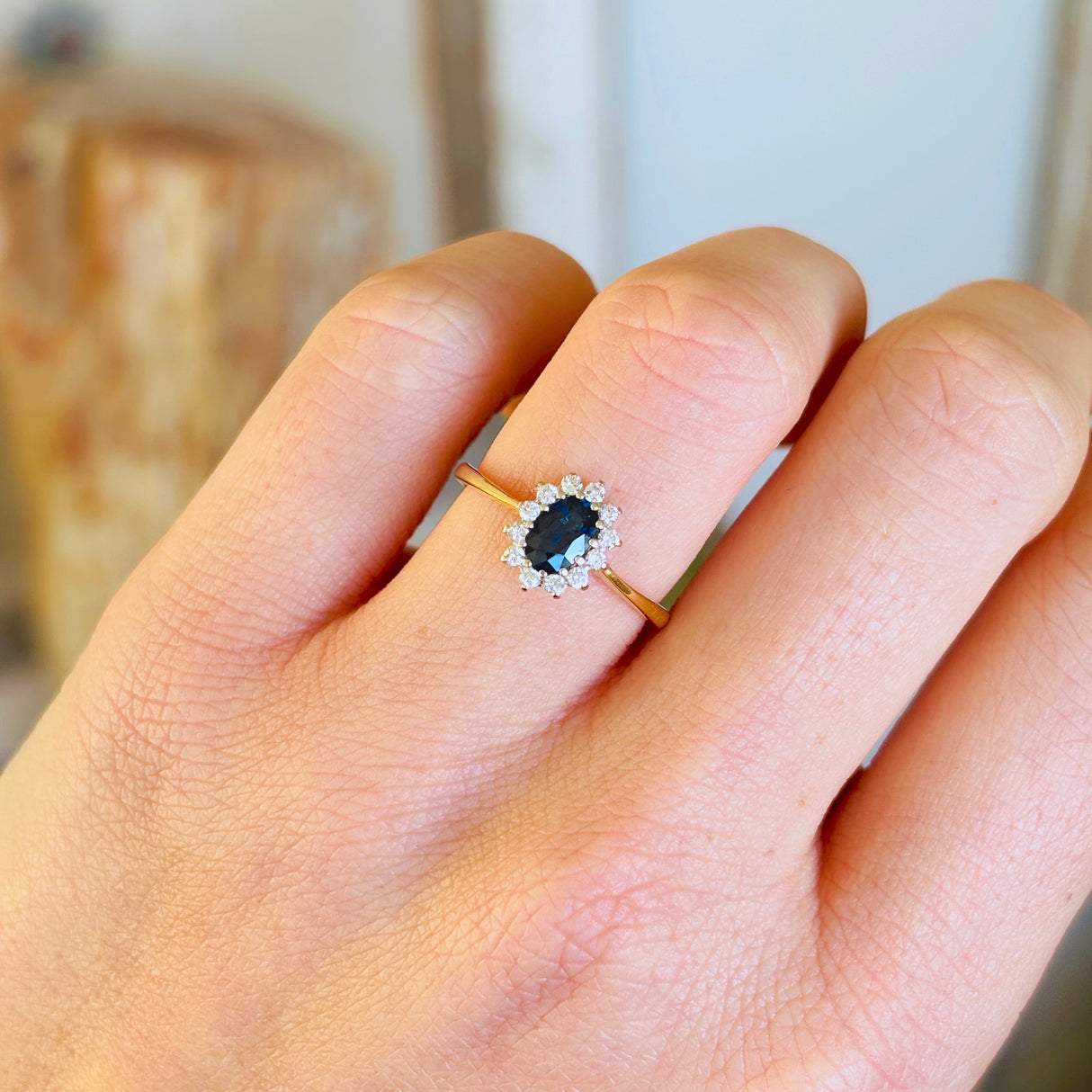 Vintage, 1950s sapphire & diamond cluster ring