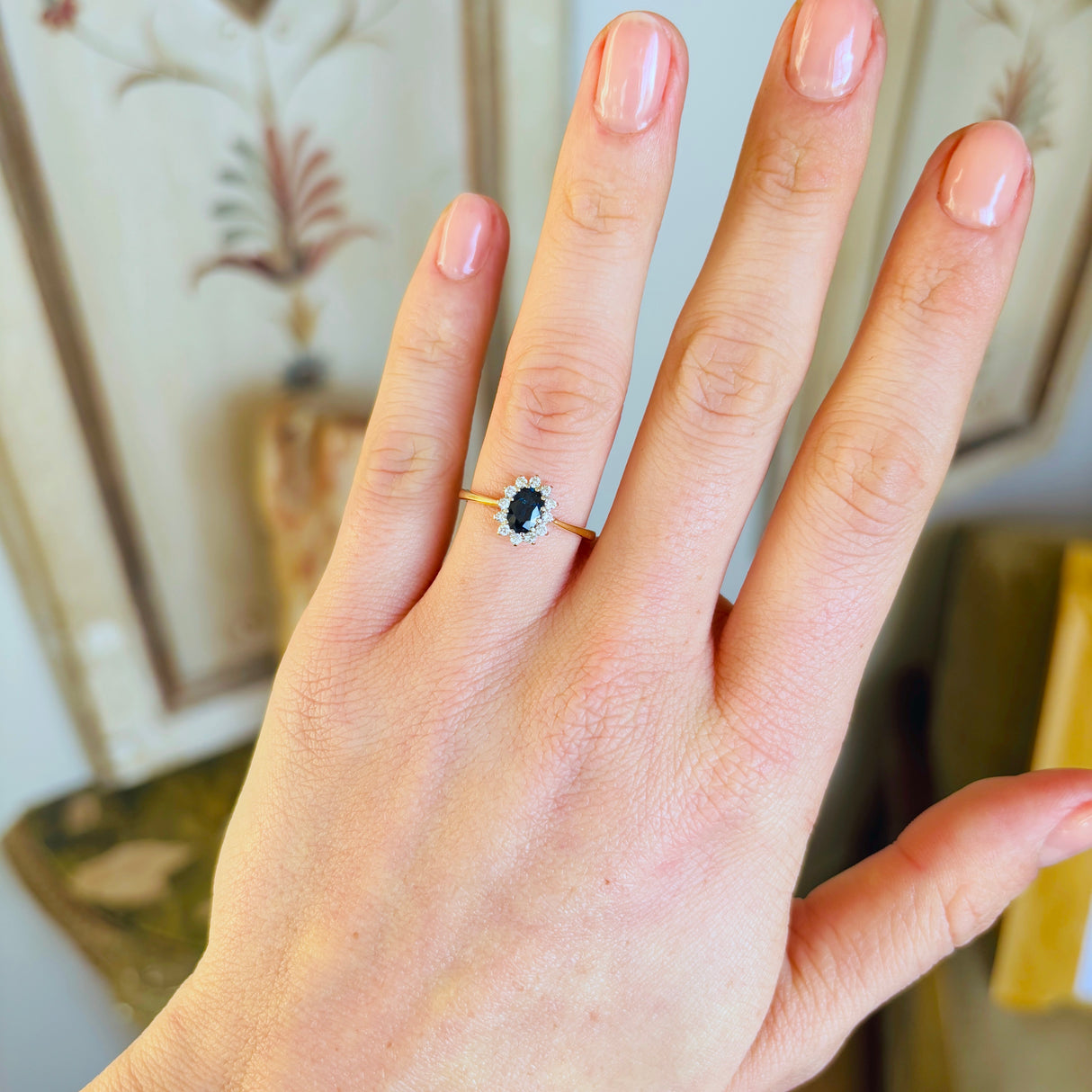 Vintage, 1950s sapphire & diamond cluster ring