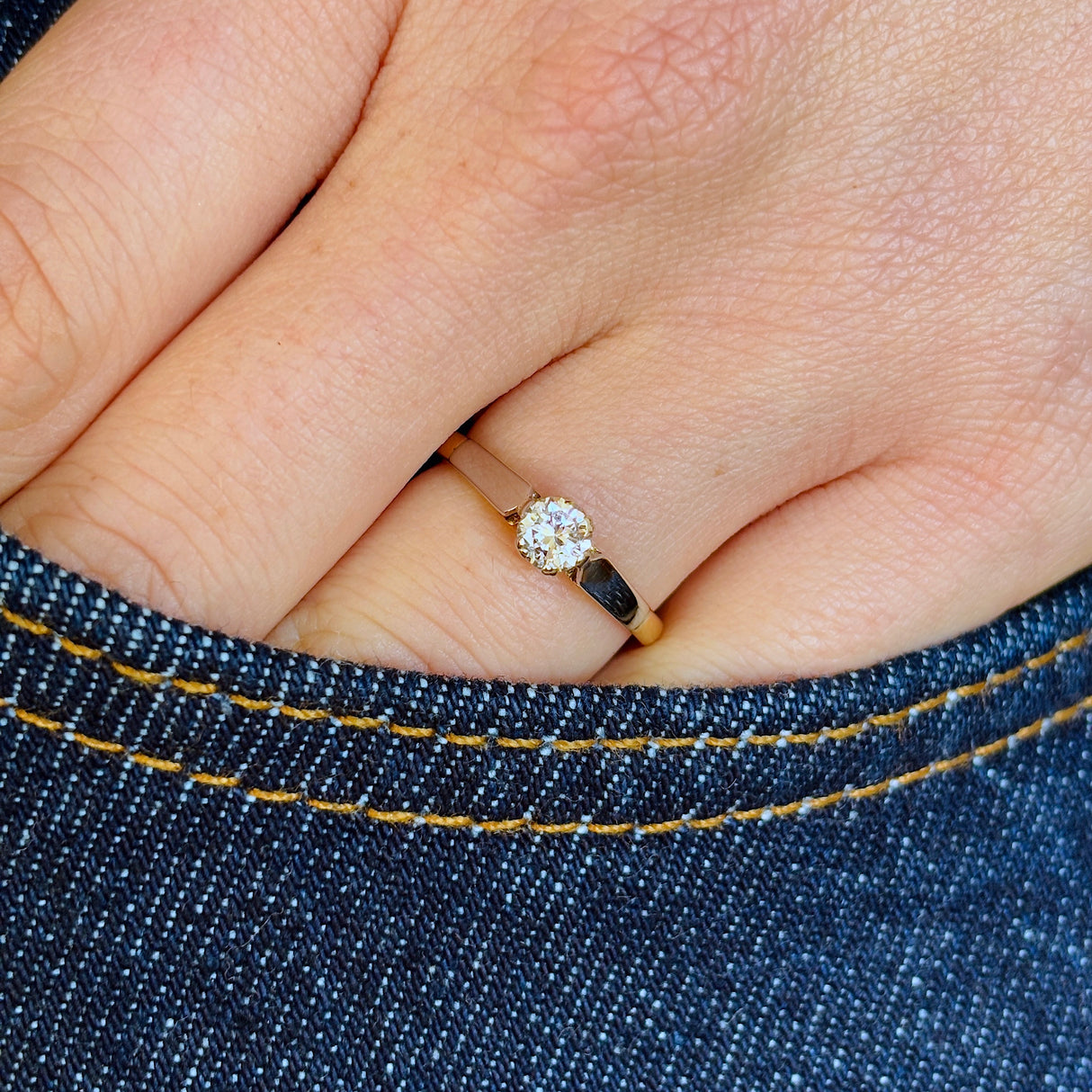 Vintage, Art Deco solitaire diamond ring