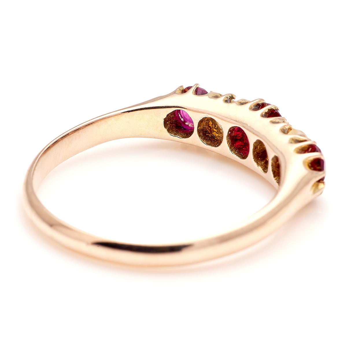 Antique, Victorian ruby & pearl five-stone ring