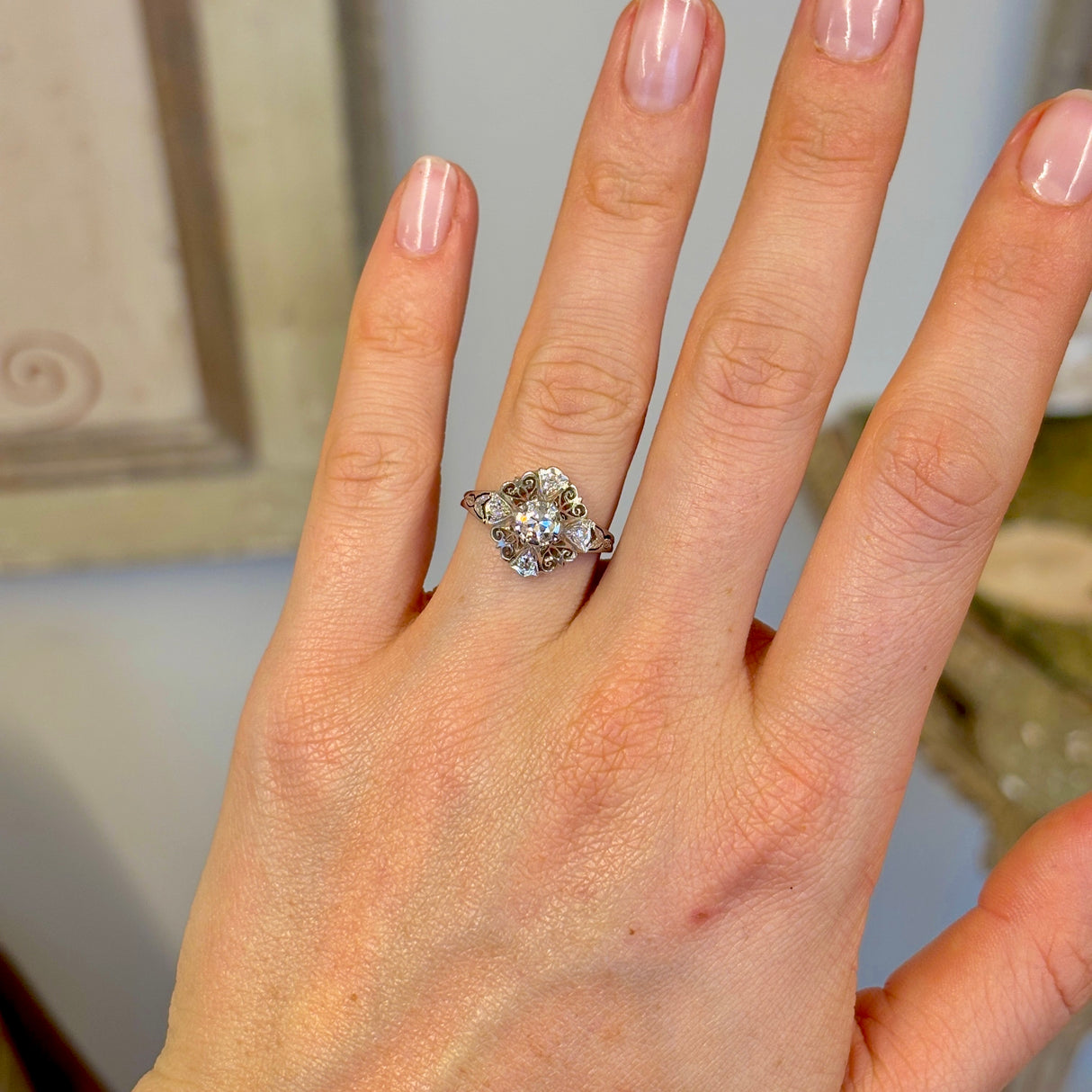 Vintage, Art Deco diamond engagement ring, 18ct white gold