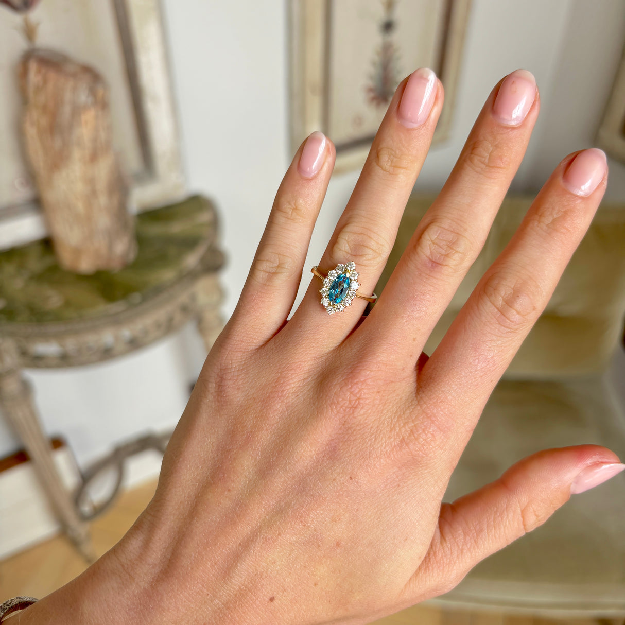 Vintage, 1970s emerald marquise cluster ring