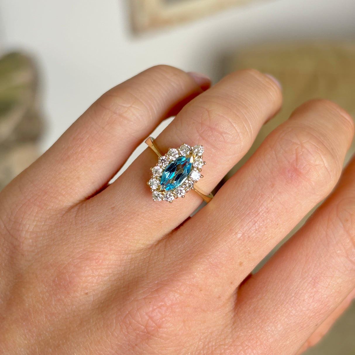 Vintage, 1970s emerald marquise cluster ring