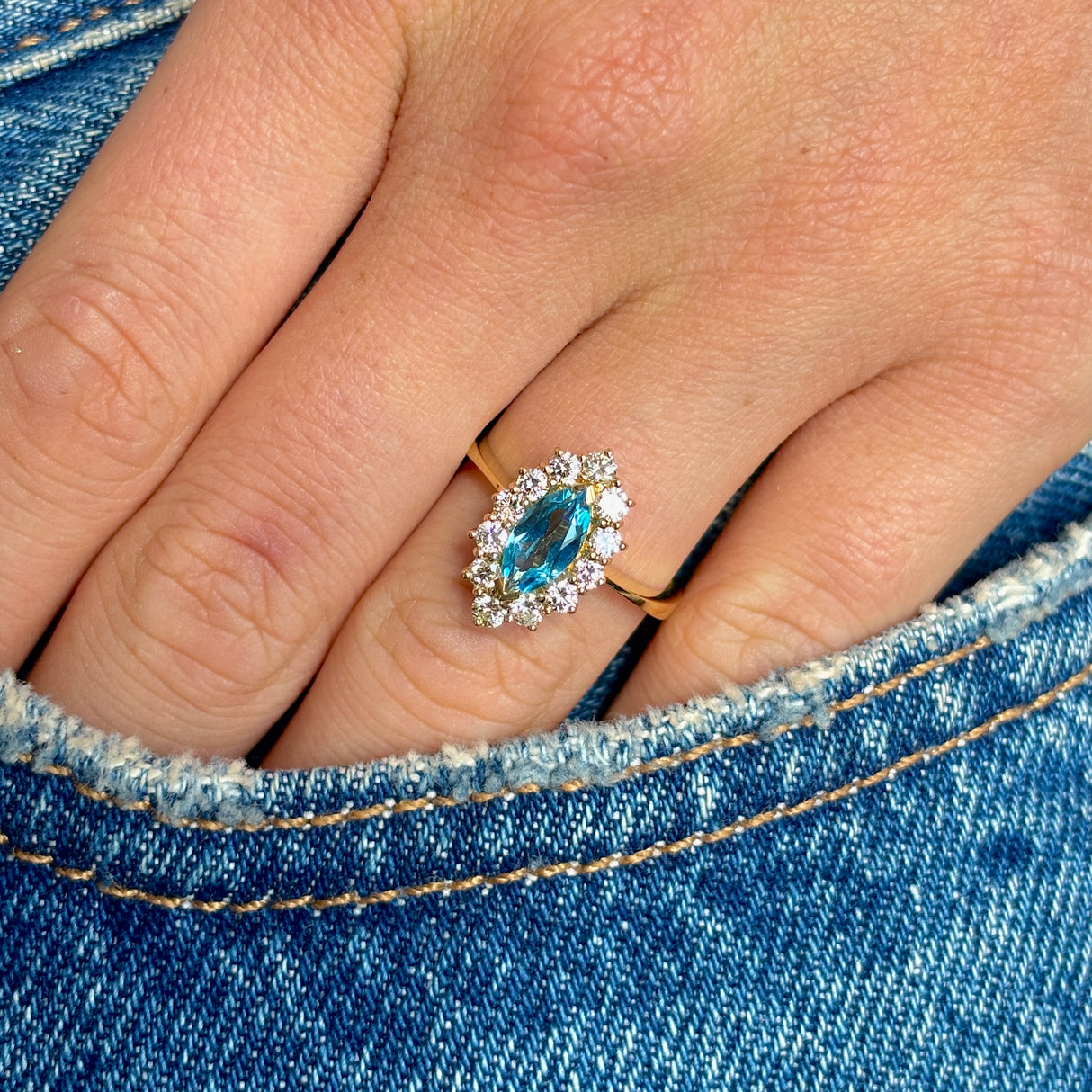 Vintage, 1970s emerald marquise cluster ring