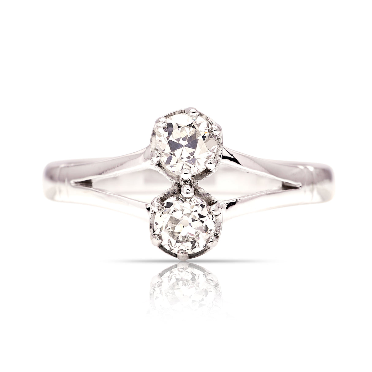 2212-Vintage, Art Deco toi et moi diamond engagement ring front
