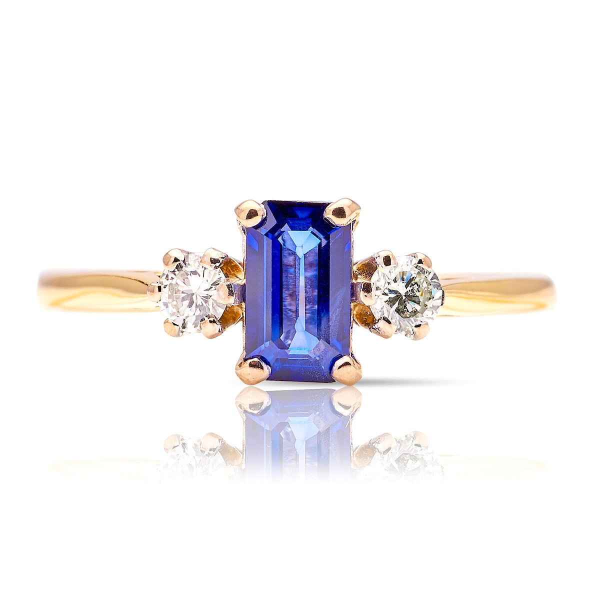 Vintage, 1980s sapphire & diamond three-stone ring