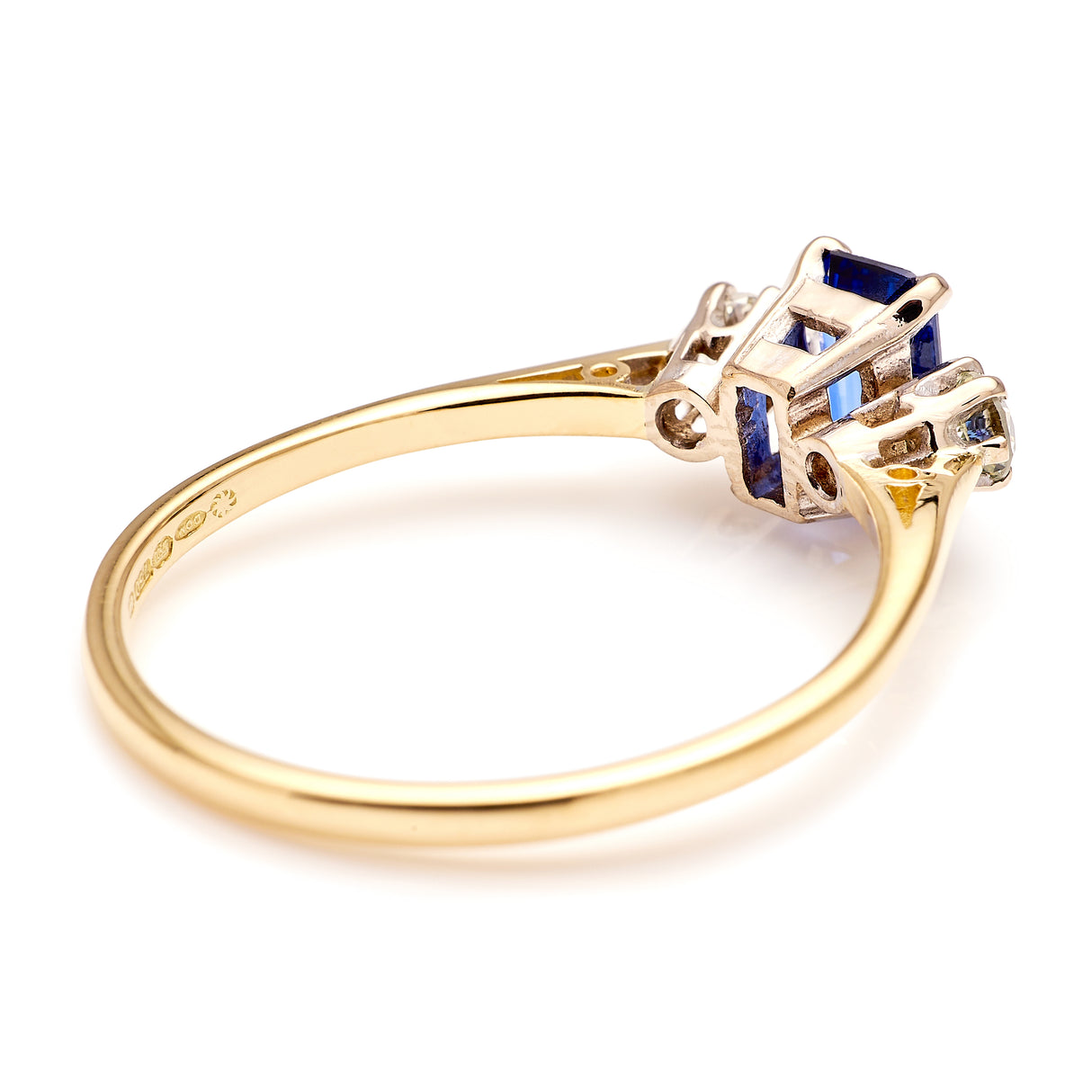 Vintage, 1980s sapphire & diamond three-stone ring