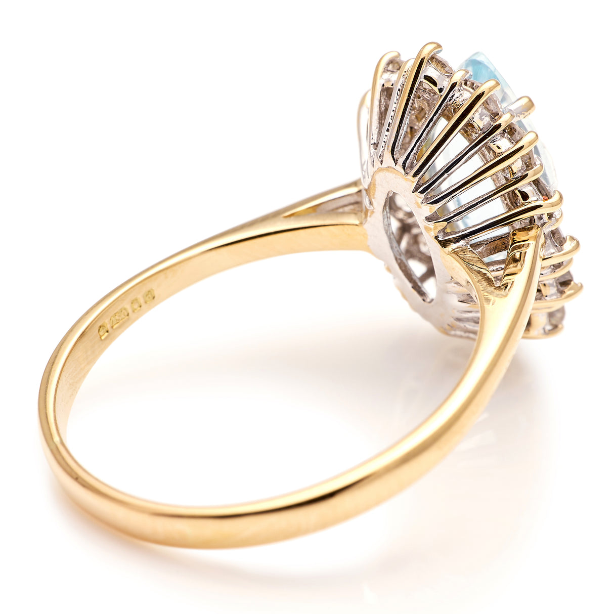 2219-Vintage, aquamarine & diamond cluster ring