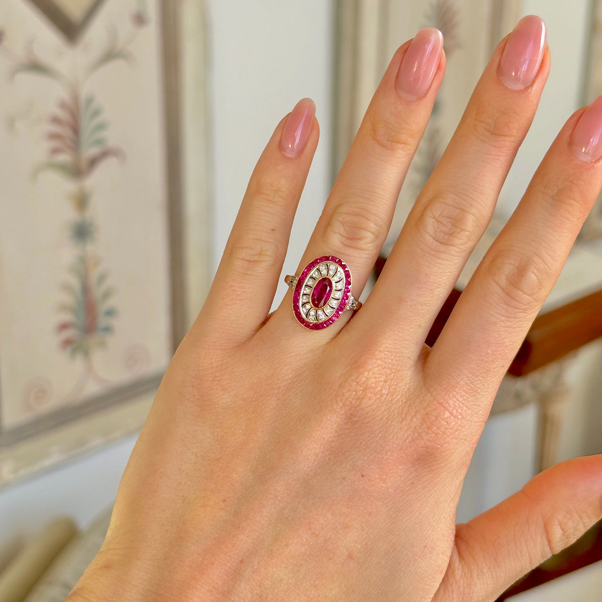 Vintage, Art Deco ruby & diamond cocktail ring