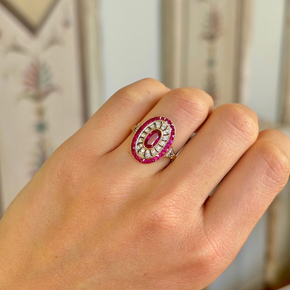 Vintage, Art Deco ruby & diamond cocktail ring