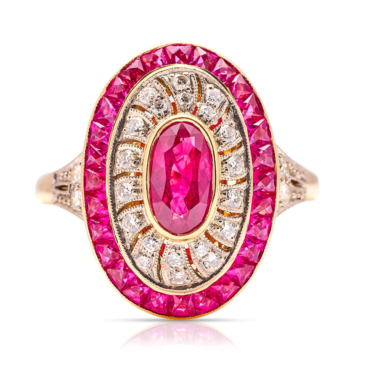Vintage, Art Deco ruby & diamond cocktail ring