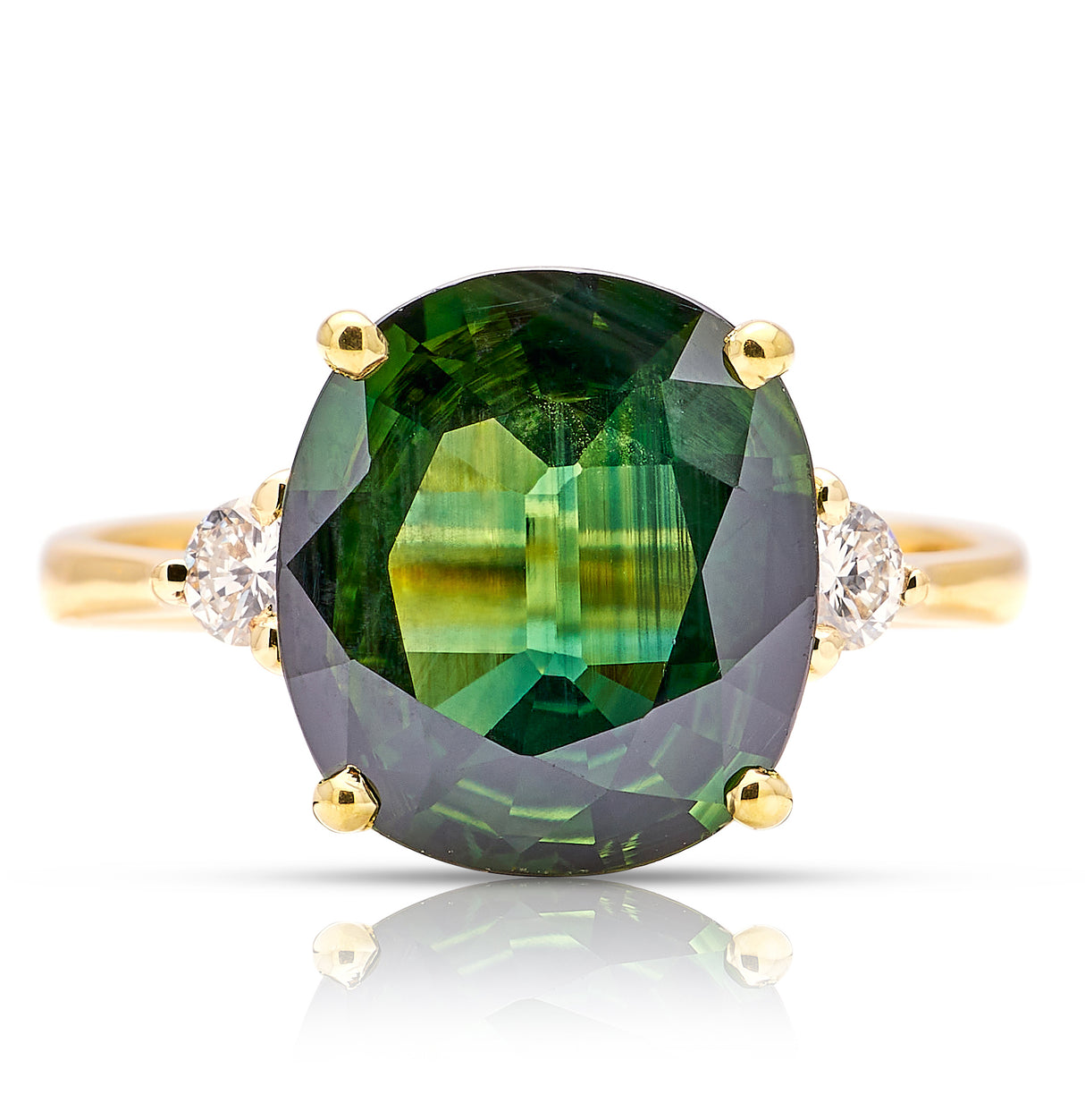 Vintage, 1960s green sapphire & diamond ring
