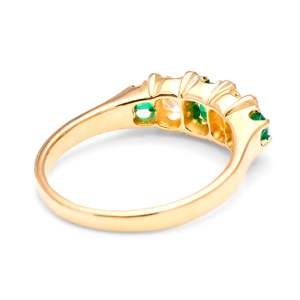 2226-Vintage, Art Deco emerald & diamond five-stone ring-
