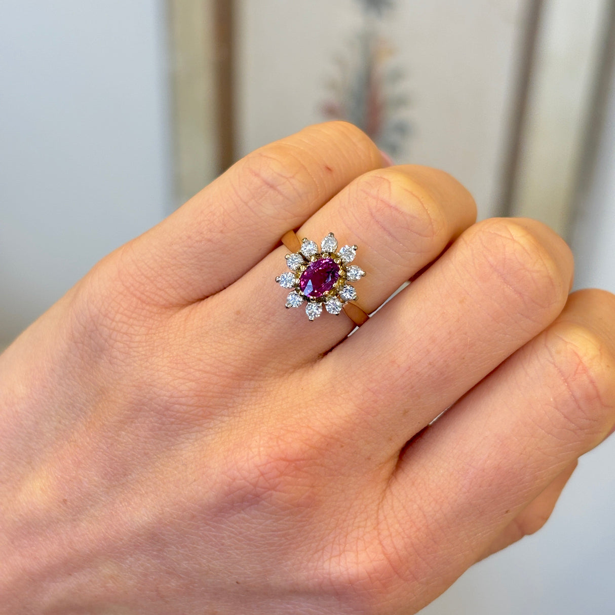 Vintage, 1980s ruby & diamond cluster ring