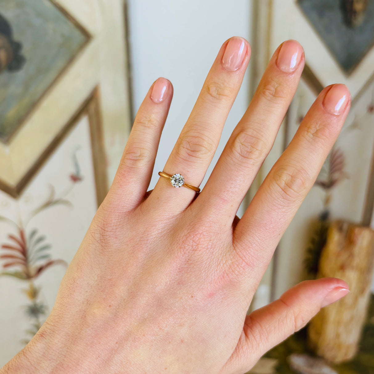 Vintage, Art Deco solitaire diamond engagement ring