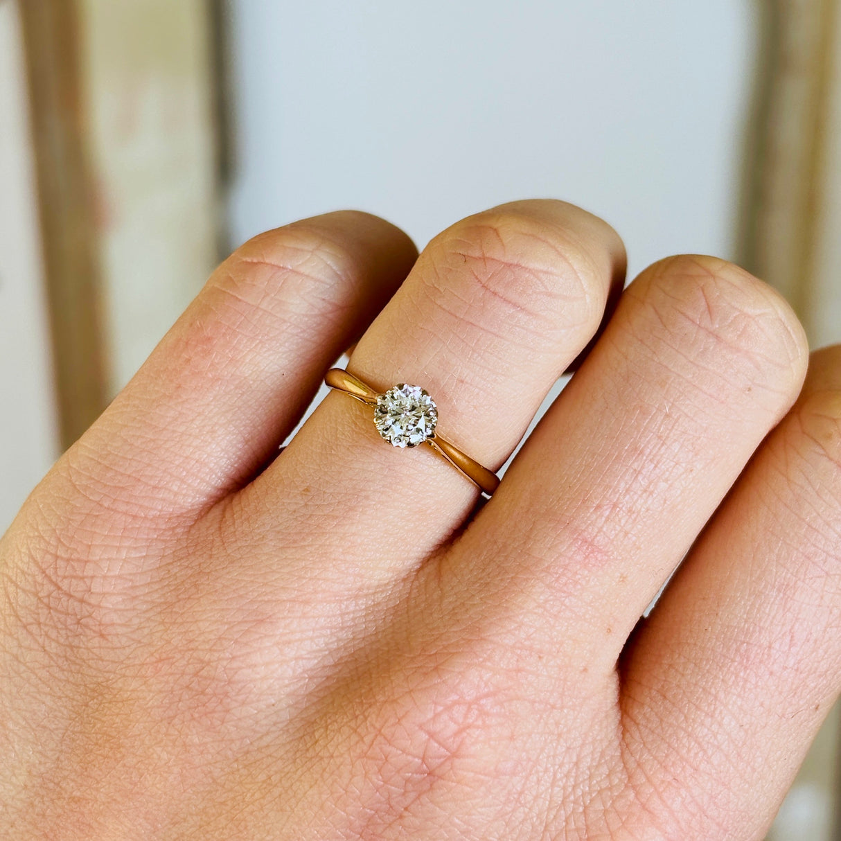 Vintage, Art Deco solitaire diamond engagement ring