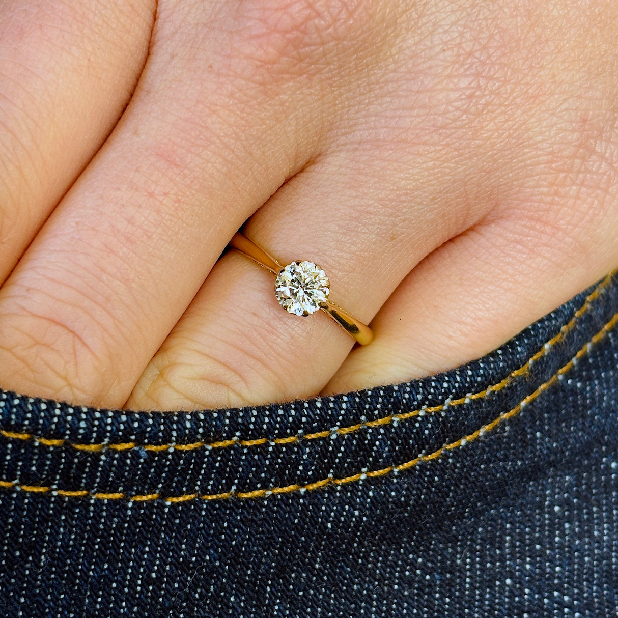 Vintage, Art Deco solitaire diamond engagement ring