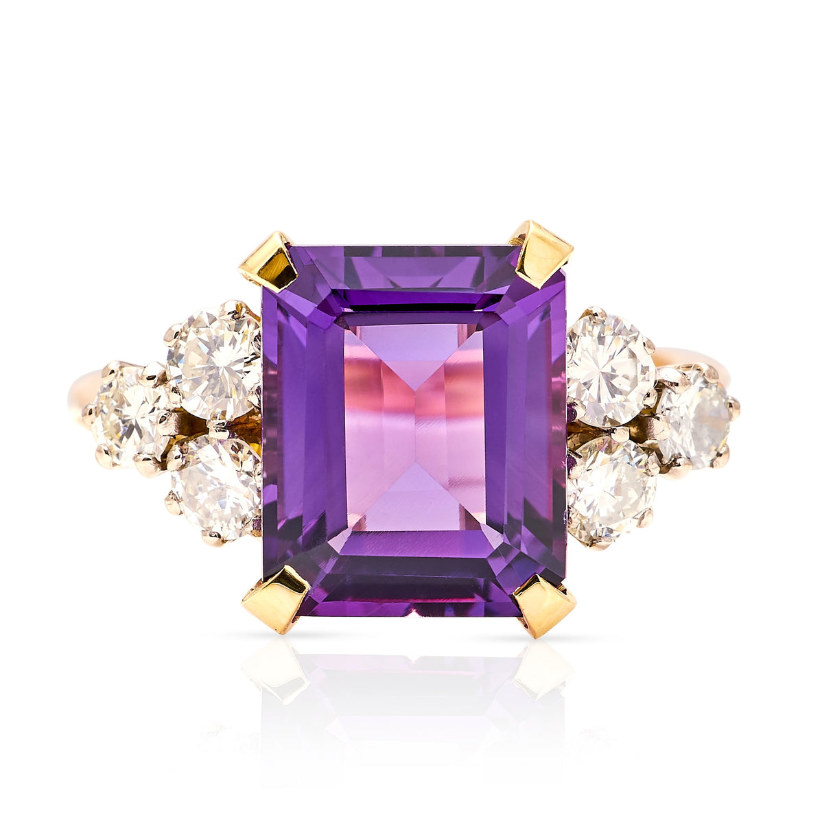 Contemporary, amethyst & diamond cluster ring