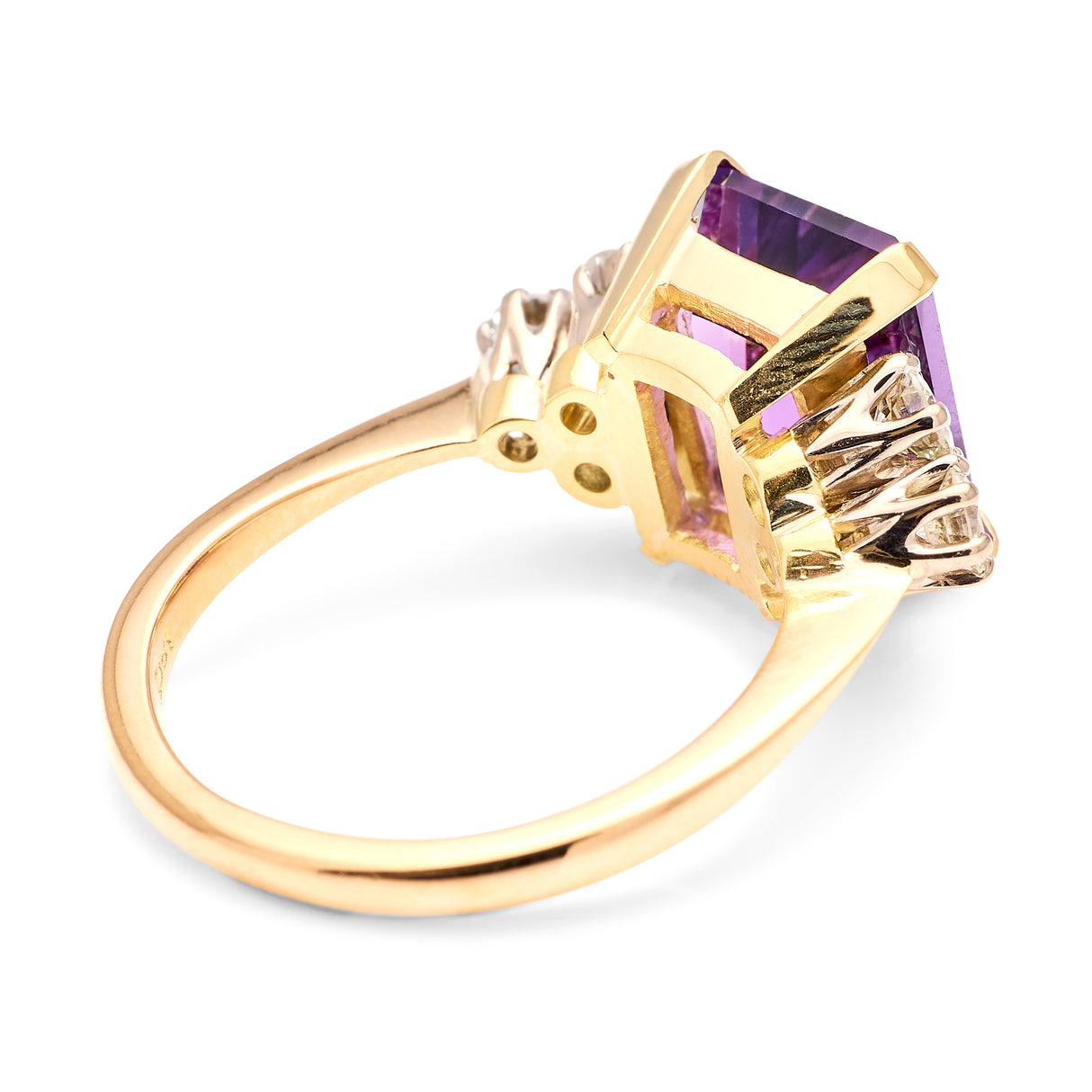 Contemporary, amethyst & diamond cluster ring