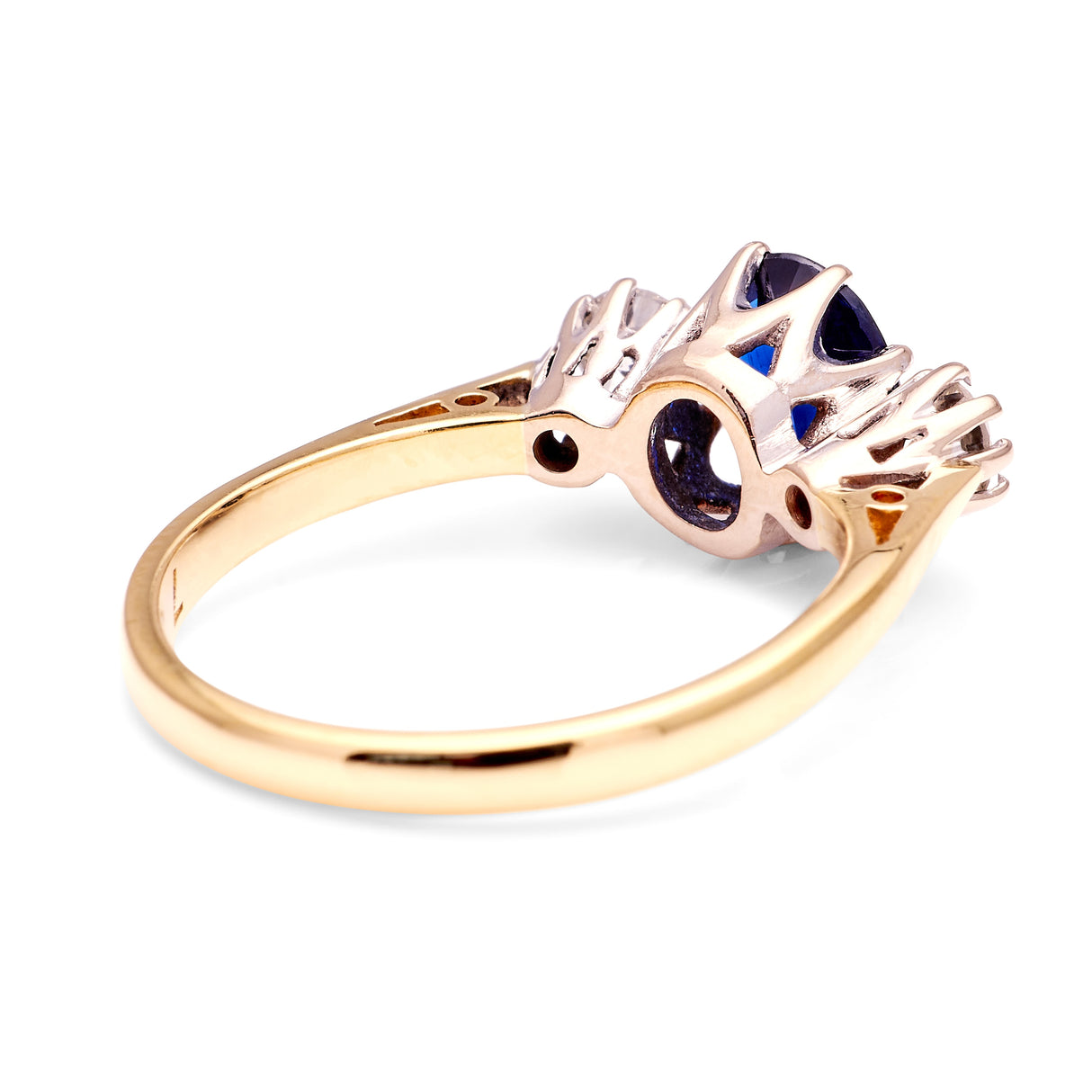 Vintage, 1980s sapphire & diamond three-stone ring