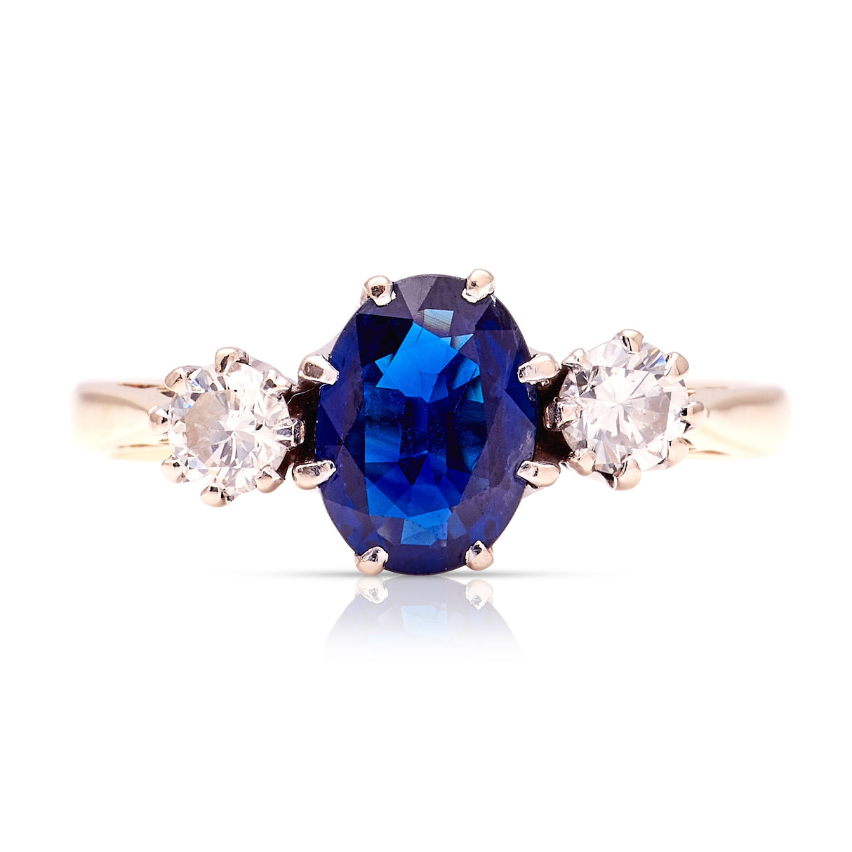 Vintage, 1980s sapphire & diamond three-stone ring