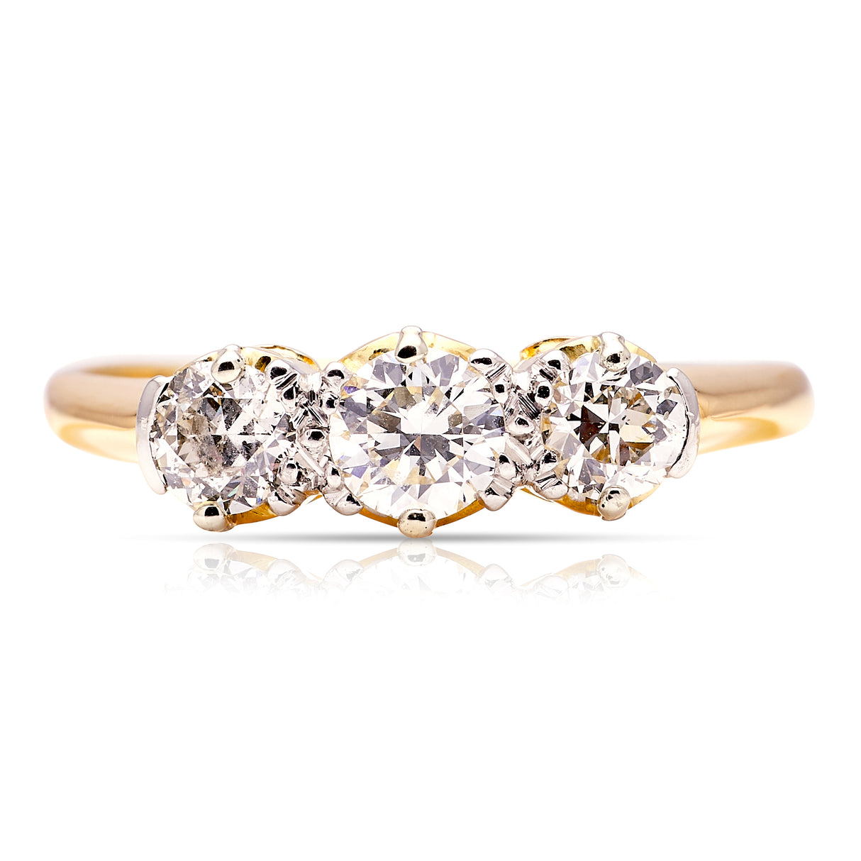 Antique, Edwardian three-stone diamond ring