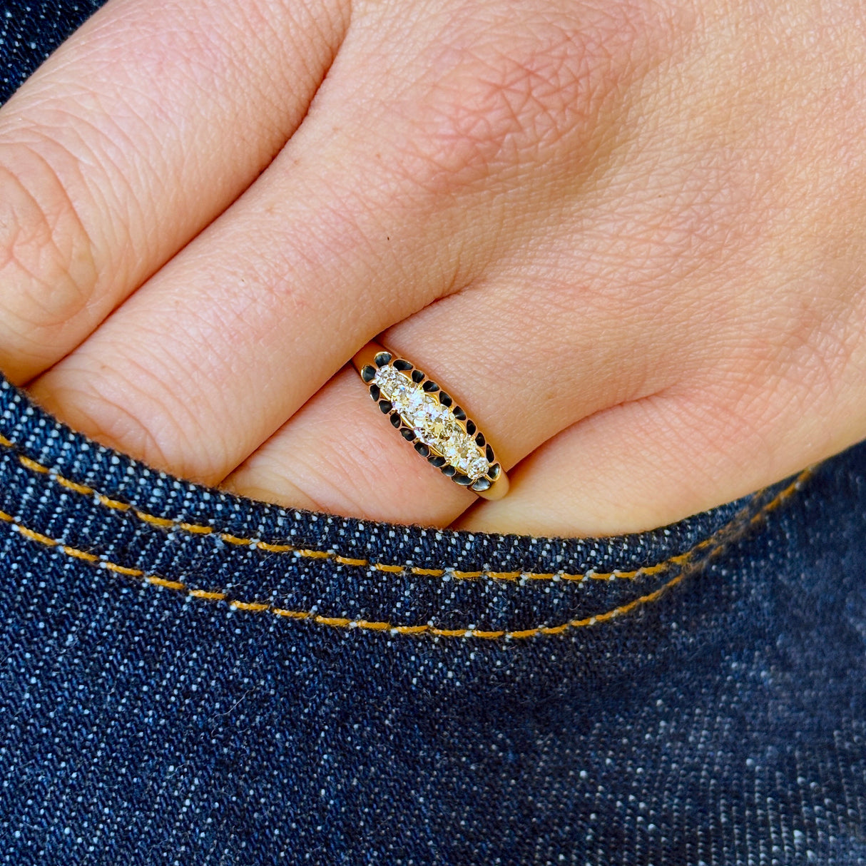 Antique, 1930s five-stone diamond ring
