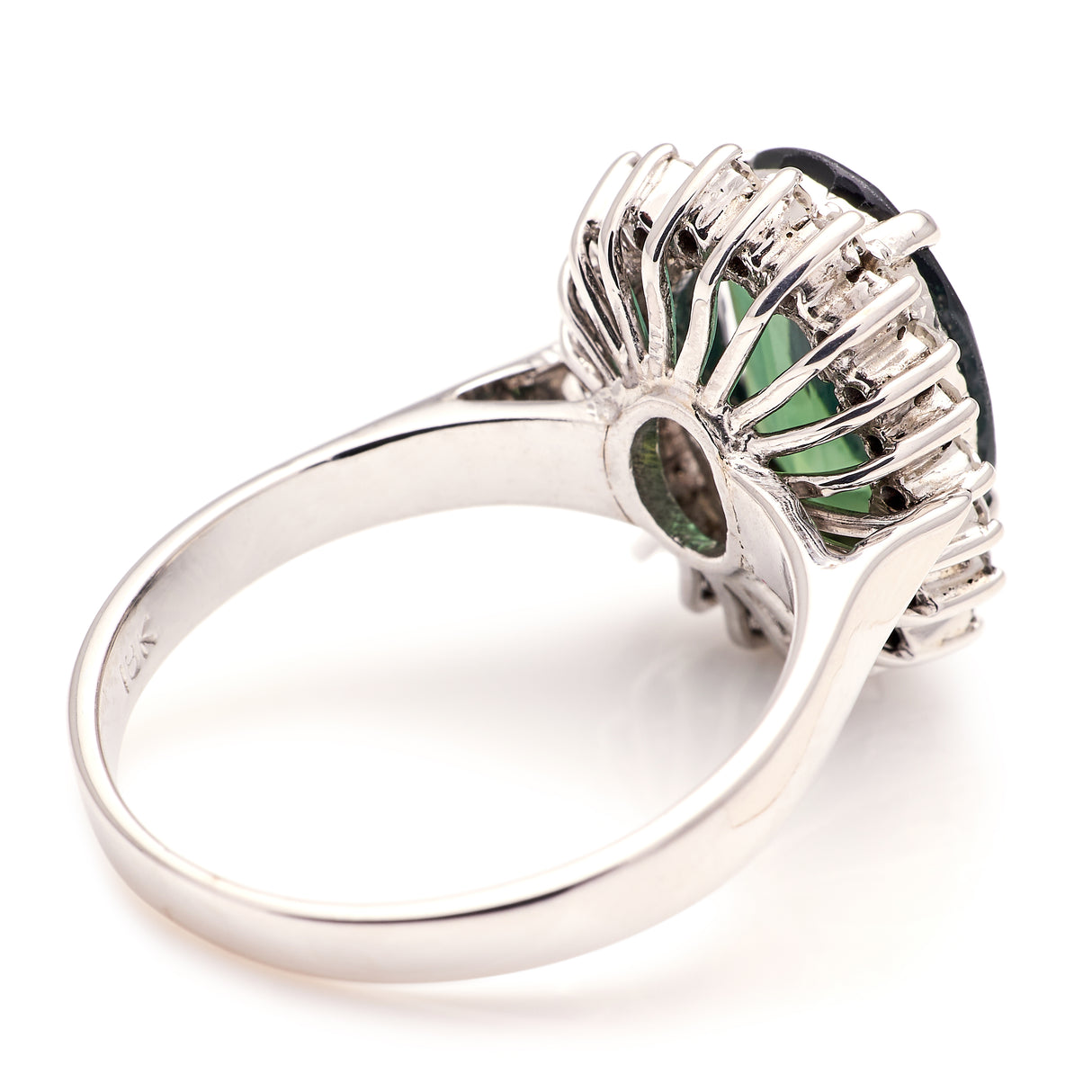Vintage, 1950s green sapphire & diamond cluster ring