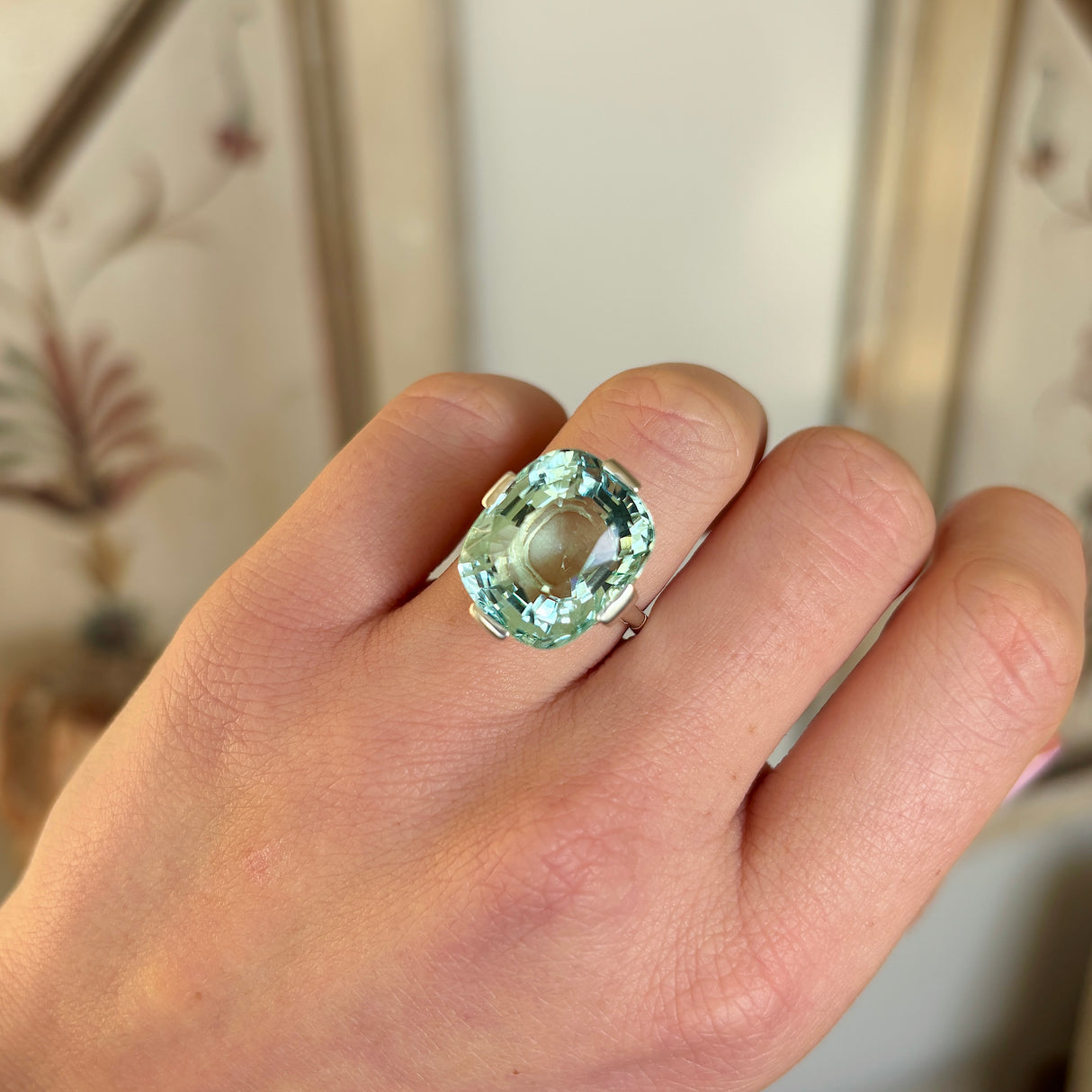 Vintage, Art Deco aquamarine cocktail ring