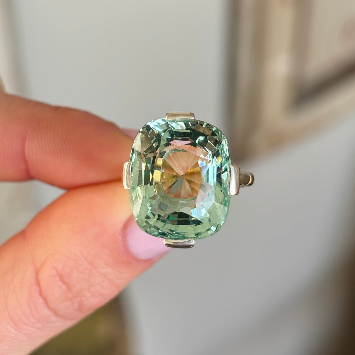 Vintage, Art Deco aquamarine cocktail ring
