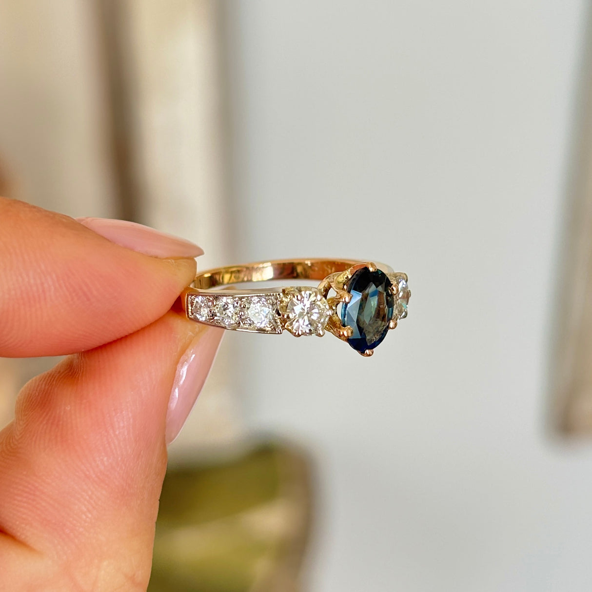 Vintage, 1990s sapphire & diamond cluster ring