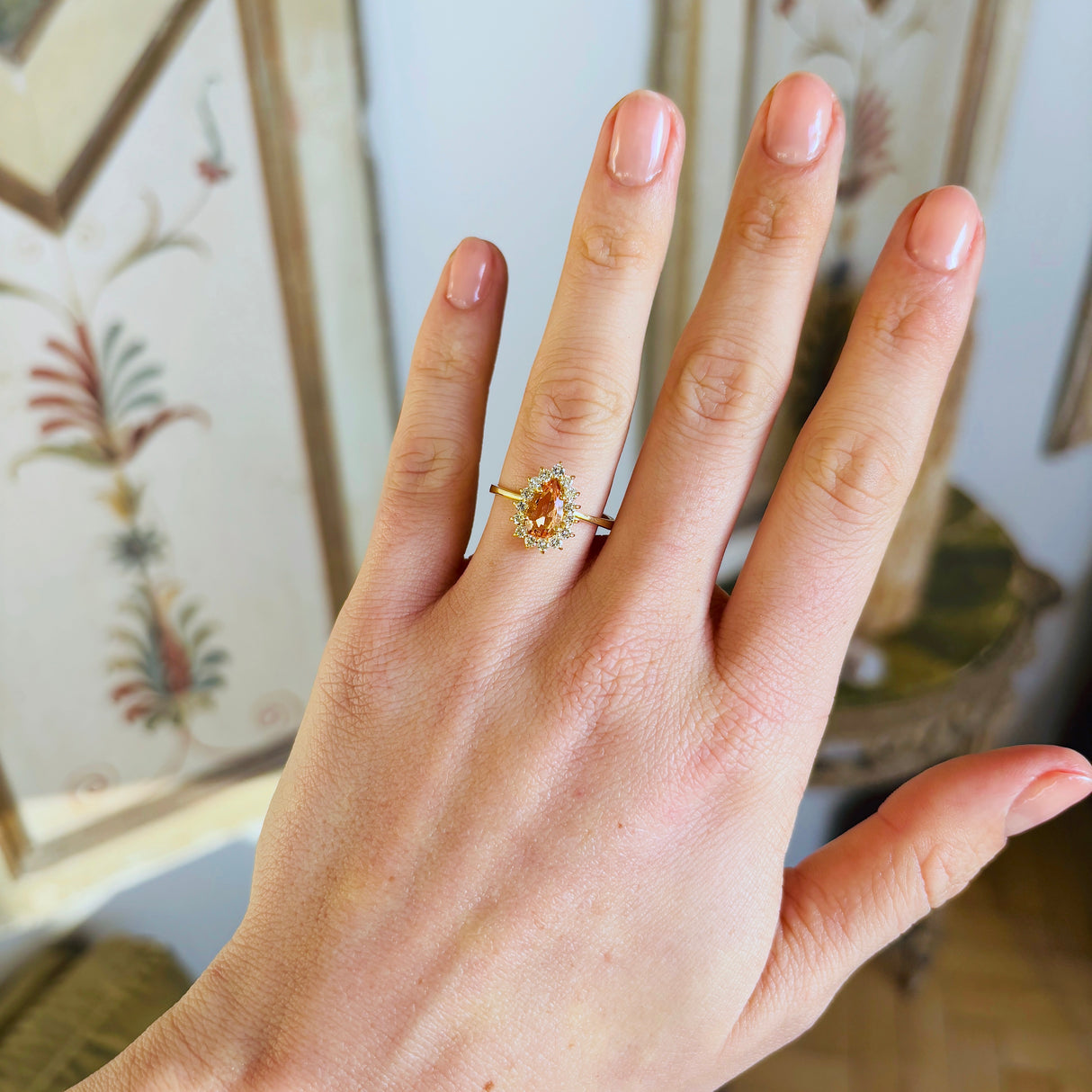 Vintage, 1950s pear-cut morganite cluster ring