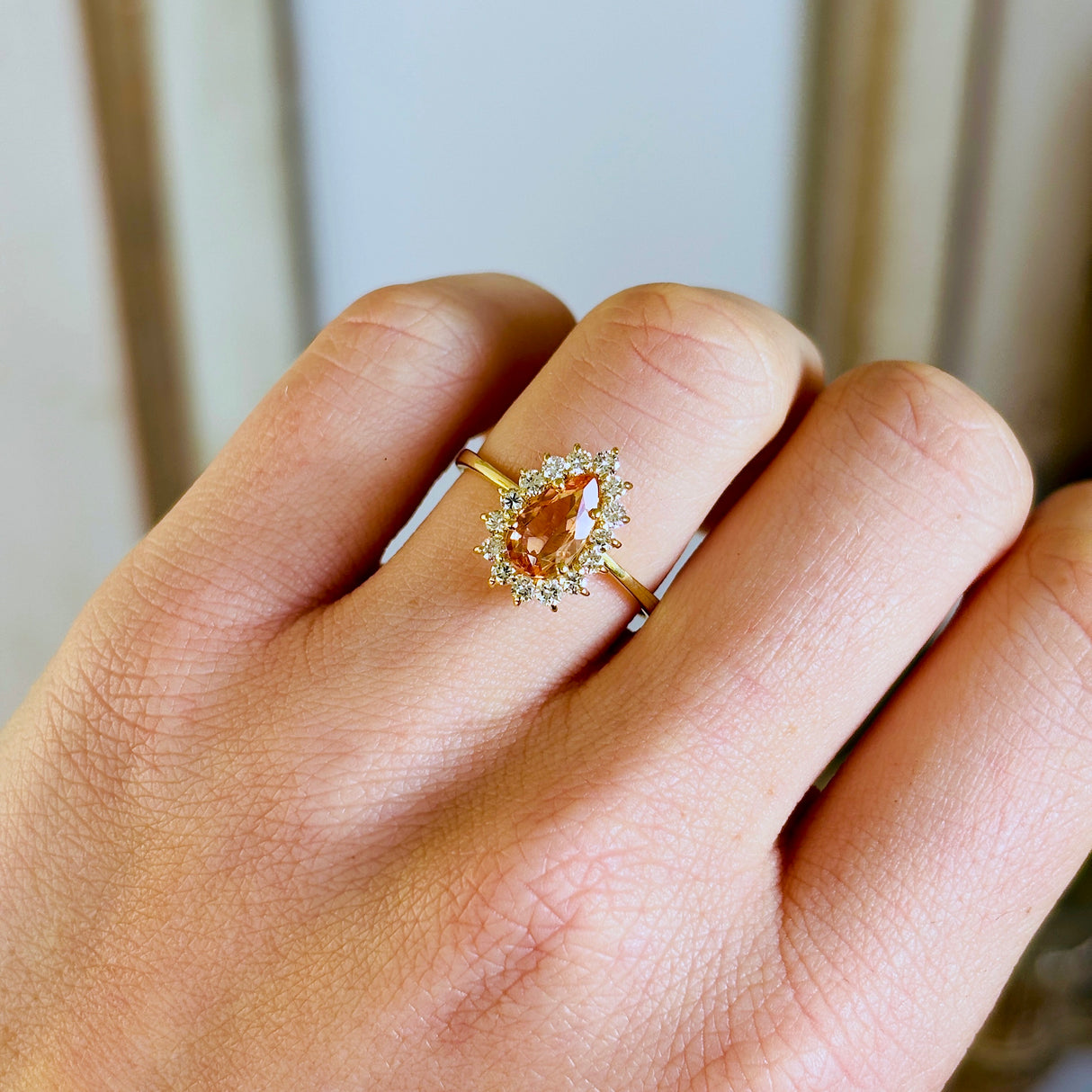 Vintage, 1950s pear-cut morganite cluster ring